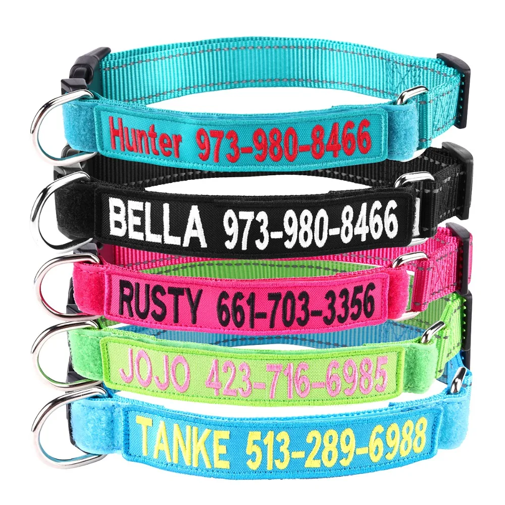 

Personalized Dog Collar,Custom Embroidered pet ID Collars with Hook Fastener Name Patch for XSmall, Small, Medium, Large Dogs