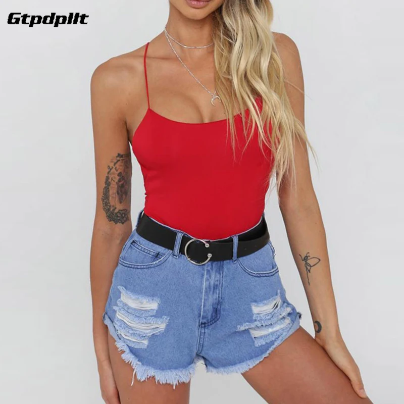 Gtpdpllt Sexy Summer Bodysuit 2018 Women Red Backless Bodycon body feminino Overalls Rompers Womens Jumpsuit combinaison femme