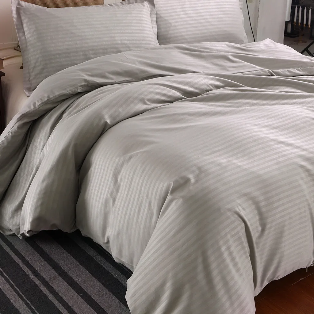 

2019 Hotel Satin Strip Solid Color School Bedding Quilt Cover Pillowcase Multi-size bedding home textile quilt cover new 430