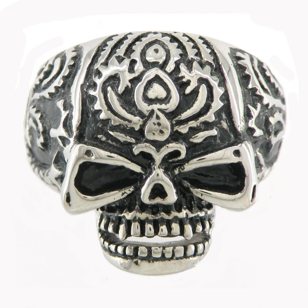 

Fanssteel Stainless Steel Jewelry LOVE HEART NIMBUS MECHANIC SKULL RING FSR09W71