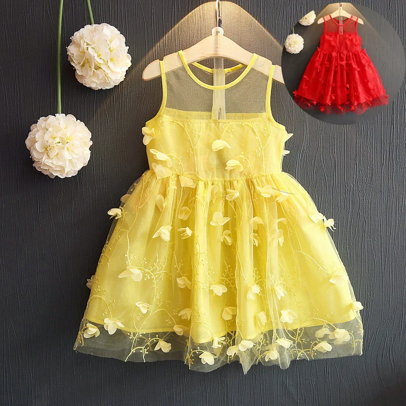 

2018 summer new Korean girls three-dimensional flower dress gauze princess dress small dress birthday party dress for girl 38701