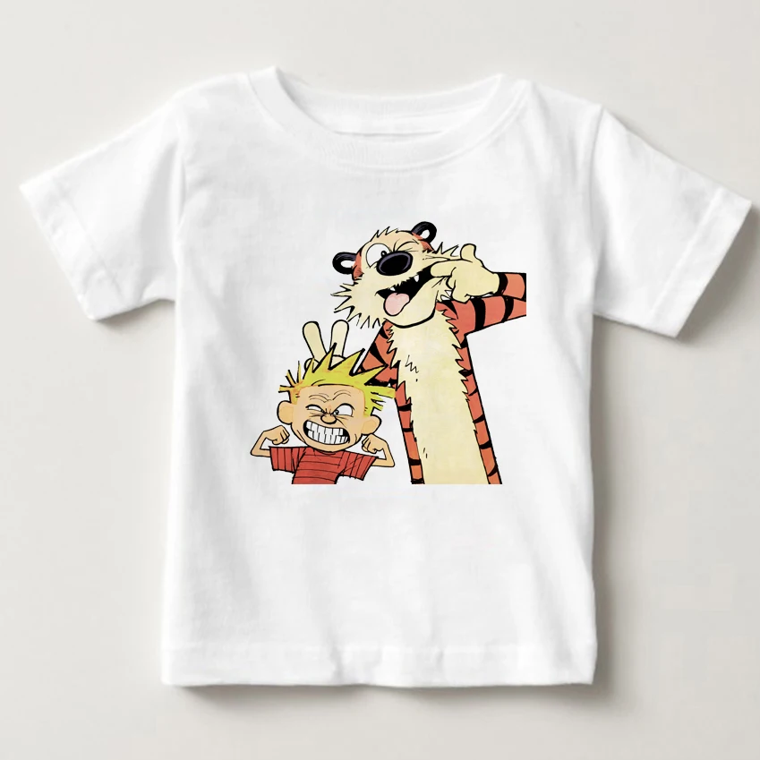 

Shirt Shop Gift O-Neck Short-Sleeve Comic Calvin And Hobbes Bill Watterson District Shirts For children shirt MJ