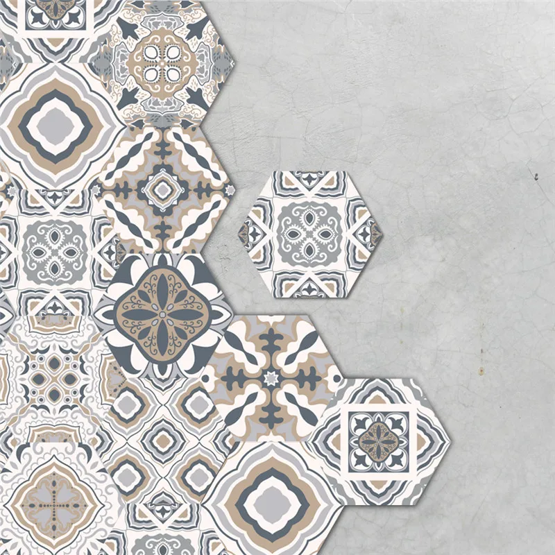 

10Pcs/set Classical European Style 3D Tile Sticker Creative PVC Removable Non-slip Wall Stciker Kitchen Bathroom Decor