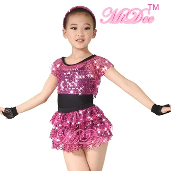 

Girls Sequins Jazz Ballet Dance Dress For Ballroom Dance Practice Wear Ballet Costume With Leotard