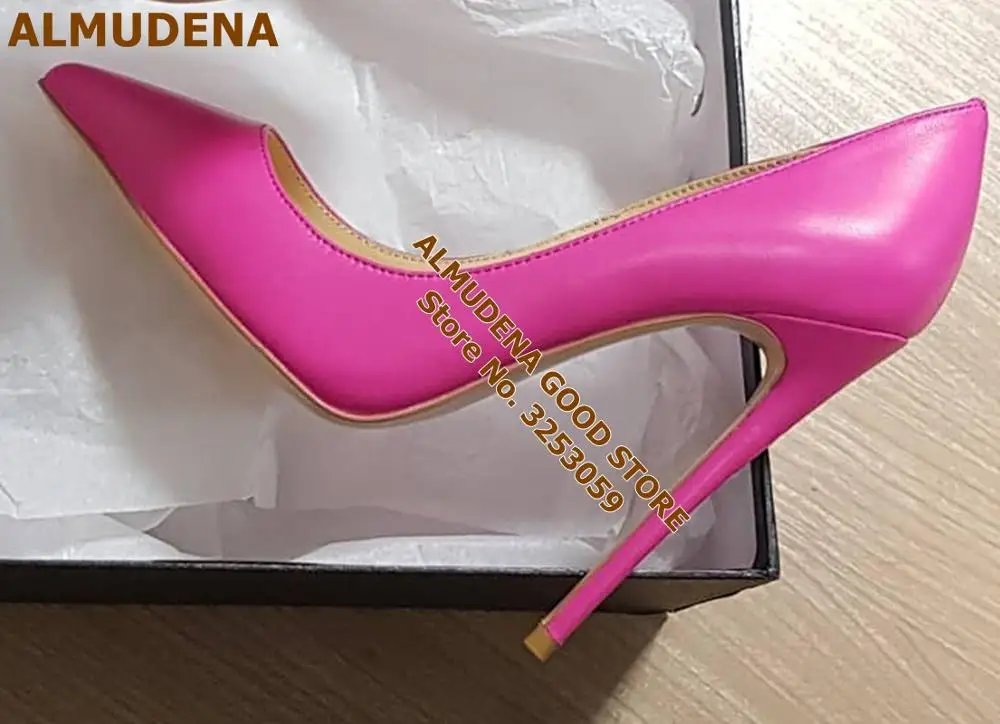 ALMUDENA Top Brand Nude Brown Wine Red Matte Leather High Heel Shoes Celebrity Popular Shallow Pumps 12cm Stiletto Heels Shoes
