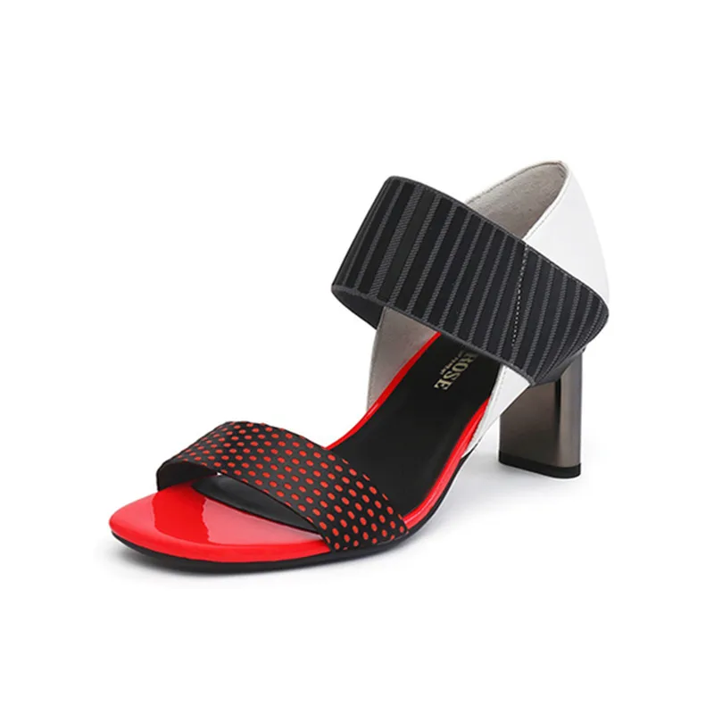 Jady/красная летняя повседневная женская обувь с выпиленным декором; босоножки на необычном высоком каблуке; модельные туфли; женские шлепанцы с открытым носком; Туфли-гладиаторы