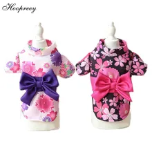 Новое поступление, японская одежда, стильные рубашки для собак, весна-лето, вишневые цветы, одежда для домашних животных с большим бантом, костюмы для собак и кошек