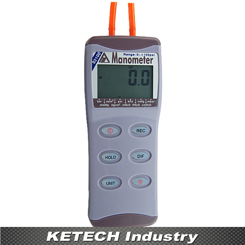 AZ-82100 Цифровой Манометр дифференциальный измеритель давления воздуха тестер 0-100psi