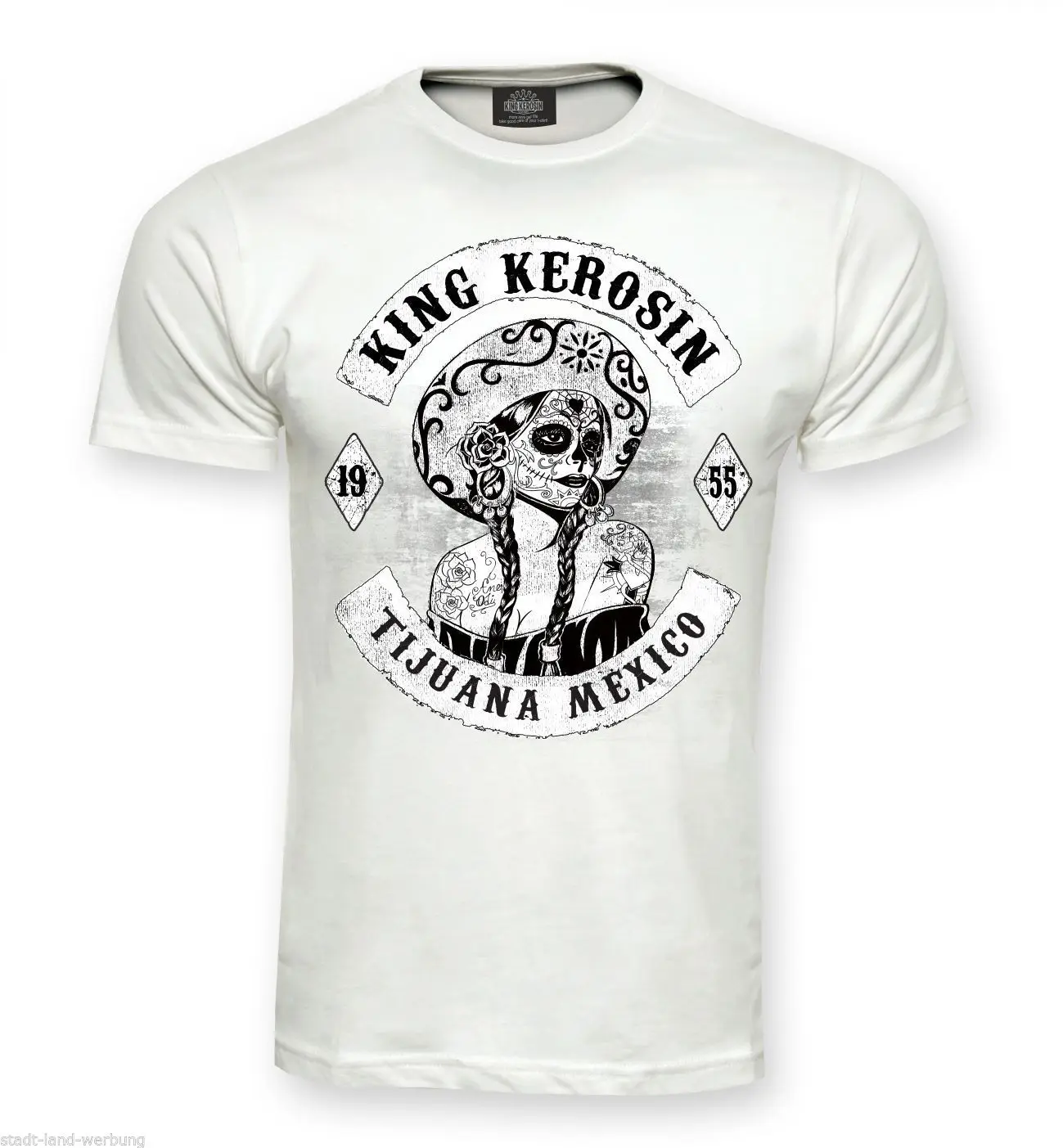 Mens Black//White Sugar Skull Short-Sleeve T-Shirt