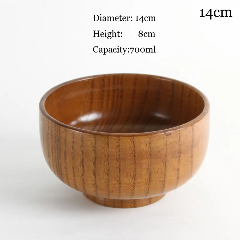 Натуральная деревянная круглая миска для кухни, Бамбуковая миска ручной работы для детей, миска для супа, фруктовая миска для риса - Цвет: F
