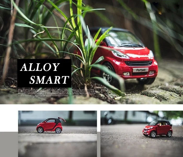 Коллекционная модель Smart Fortwo в масштабе 1/32 отлитый под давлением автомобиль