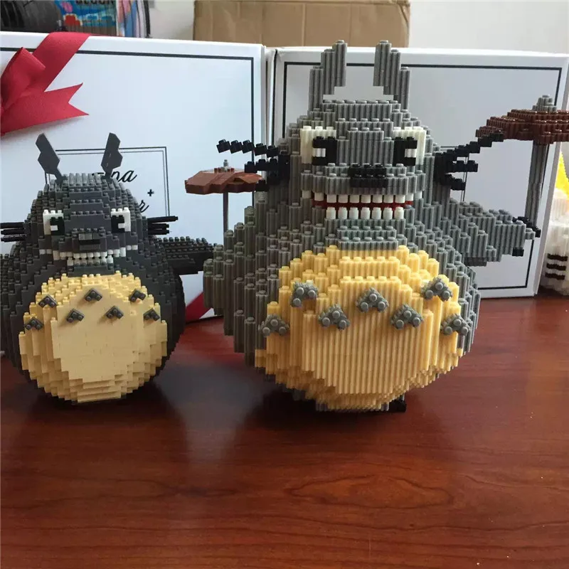 Anime My Neighbour Totoro with Umbrella Building Blocks Diamond Plastic Assembling Toys Kids Educational DIY Toy Big Size  (1)