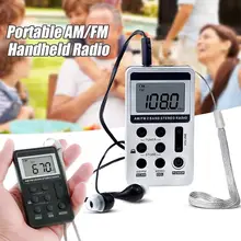 Мини карманный FM AM 2 диапазона цифровой lcd стерео радио с наушниками 2 цвета черный и серебристый