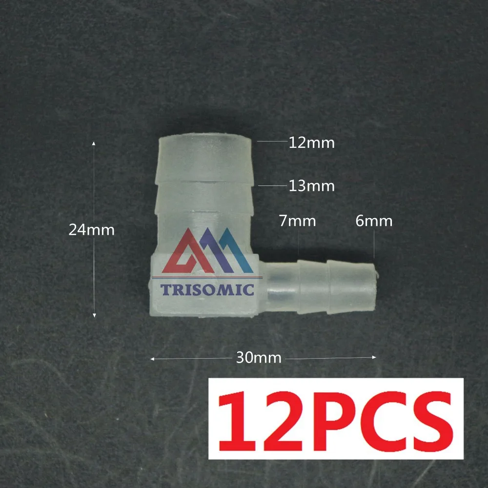 12 pieces 6mm*12mm Elbow Reducing Aquarium Connector Tube Joiner