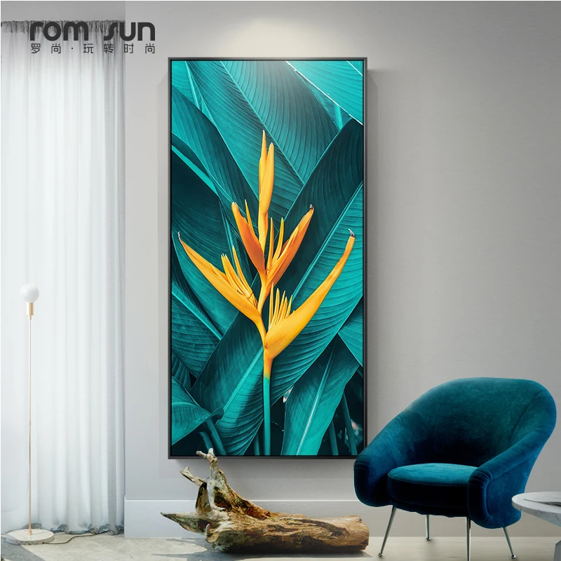 

Nordic Green Leaf Yellow Flower Canvas Painting Plants Wall Art Pictures For Living Room Home Decor Modern Posters And Prints