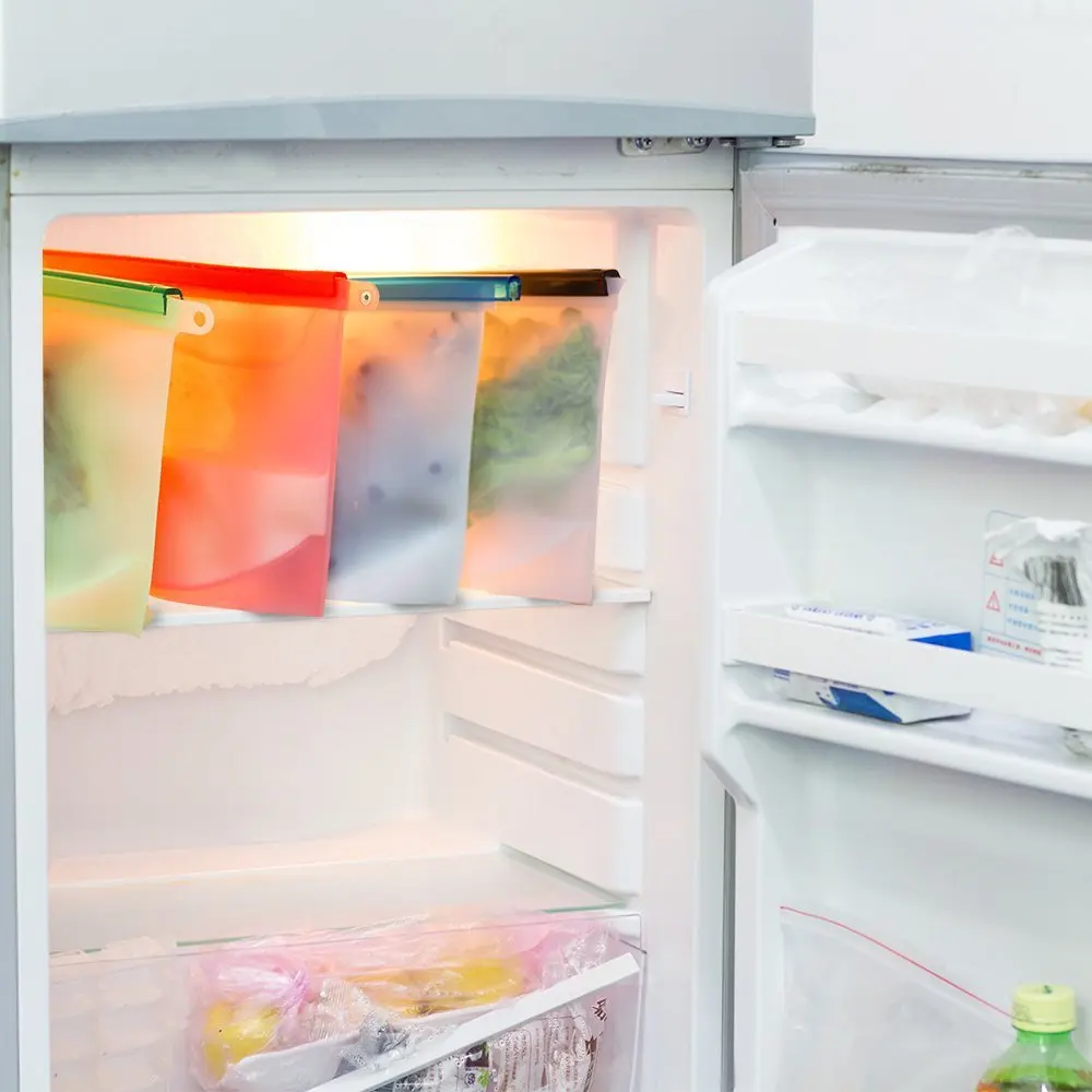 Многоразовый силикон Вакуумный пищевой герметичный мешок обертывания холодильника контейнер для хранения пакет для холодильника кухни цветной Ziplock