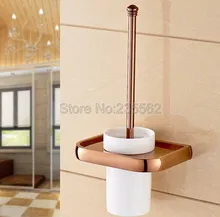 Rose Golden Brass Wall Mounted WC Bathroom Accessory Ceramic Cup Toilet Brush Holder Set lba869 Rose Golden Brass Wall Mounted WC Bathroom Accessory Ceramic Cup Toilet Brush Holder Set lba869