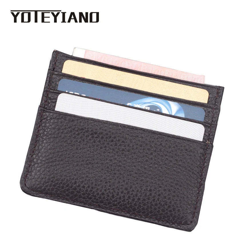 

YOTEYIANO Mini Credit Card Holders Unisex Fashion Sort Genuine Leather ID Bank Card Package 6 Card Slot For Mens and Womens