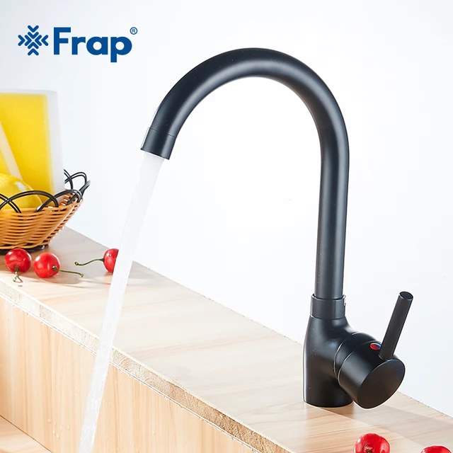 Special Offers Frap Modern Single Handle Kitchen Mixer Hot and Cold Water Flexible Kitchen Faucet Black Kitchen Faucet Sink Mixer Y40092-1