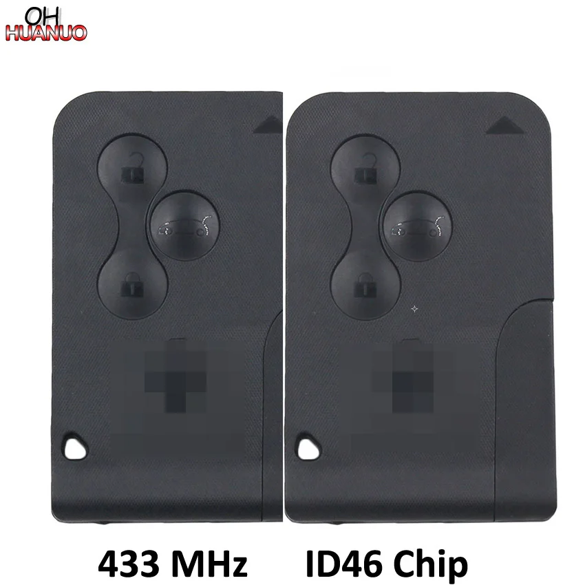 

Pair 3 Button Remote Card Car Key 433/434MHZ With ID46 Chip for Megane Scenic 2003-2008 With Words