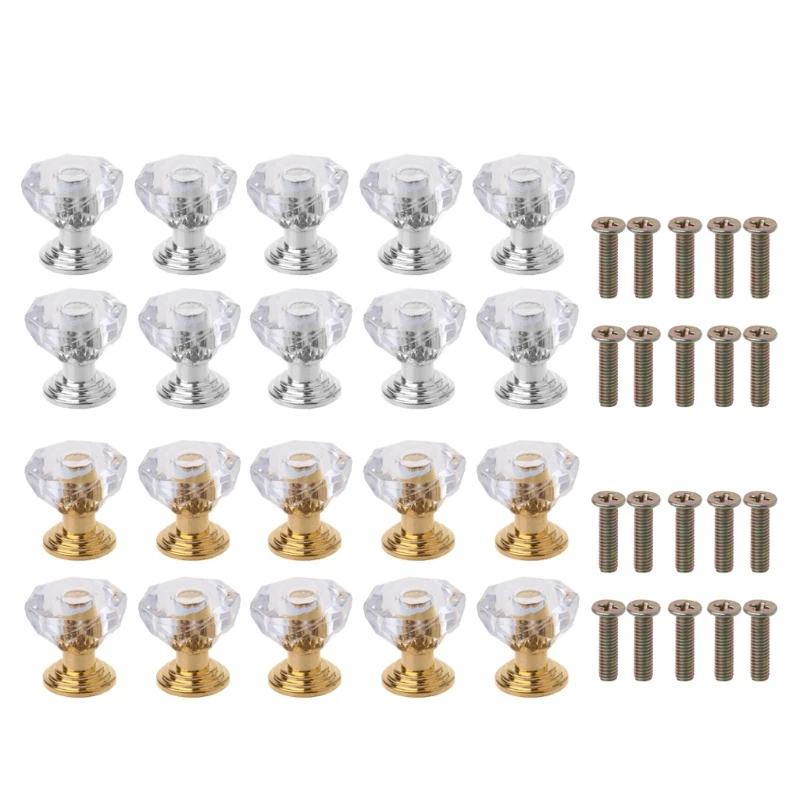 10PC Diamond Shape Crystal Glass Cabinet Knob Drawer Pull Handle For Jewelry Box easy to install 100% brand new & high quality