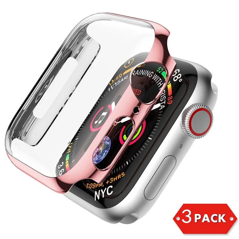 Защитный чехол для Apple Watch Series 4 5 40 мм 44 мм Защитная пленка для часов iWatch Series 4 5 Аксессуары - Цвет ремешка: Rose Pink