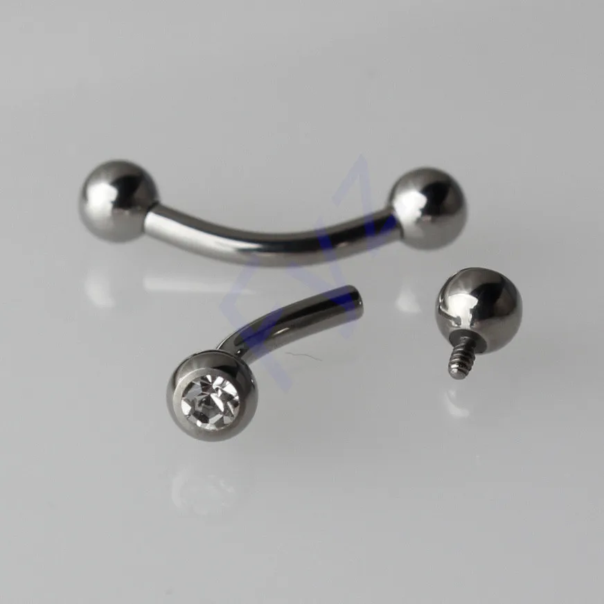 

Crystal Gem G23 Titanium Eyebrow Piercings 16g Internally Threaded Curved Banana Rings Helix Earring Trags Nipple Rings Jewelry