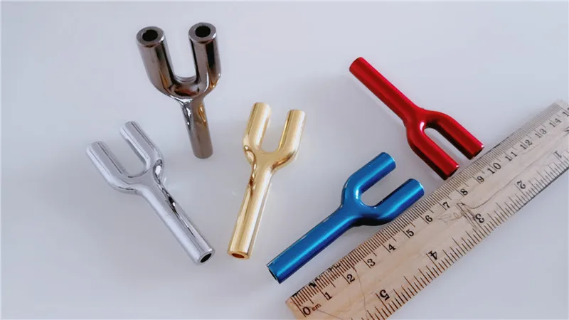 

10pcs/lot Y shape new portable metal sniff tube tobacco smoking pipe accessories nose smoke snorter mini Herb Sniffer Snuff tube