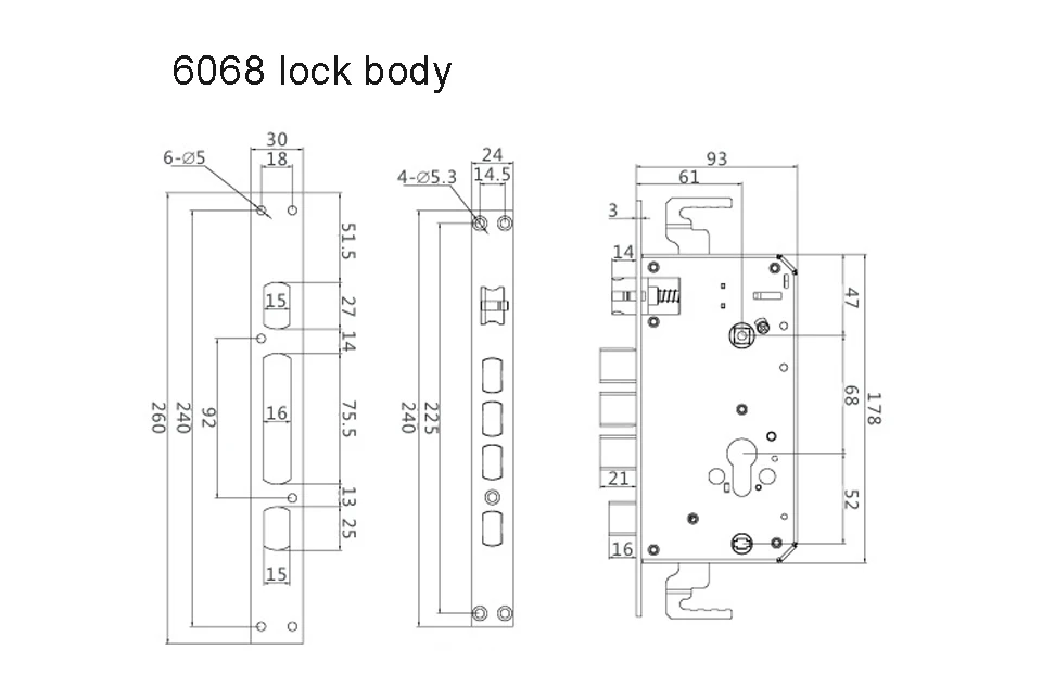 6068 lock body size