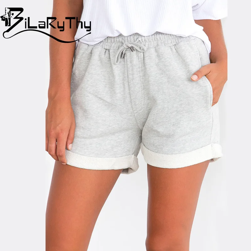 BiLaRyThy 2018 Summer Women's Solid Casual Shorts Elastic