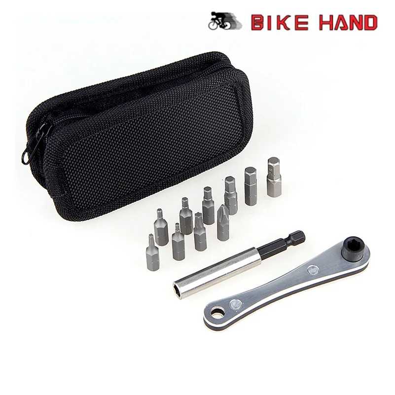 Best BIKEHAND Bike Tool 10 In 1 Bicycle Tool Kit Bike Portable MTB Hex Keys Cross Flat Head T25 T10 Screwdriver Head Extension Rod