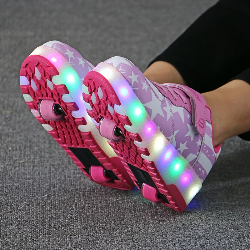 Детская обувь led heelies спортивные кроссовки с двумя колесами для мальчиков роликовые катания повседневная обувь с роликами zapatillas