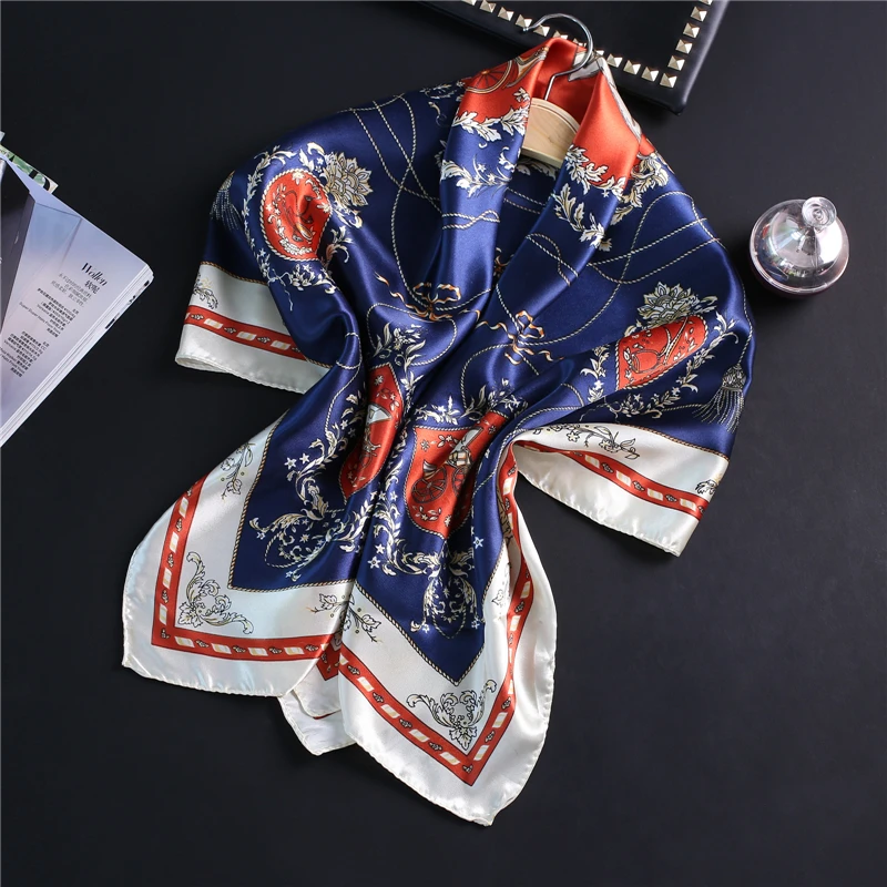

Fashion Women Silk Scarf 2019 Luxury Print Satin Female Hijab Square Foulard Head Shawl Lady Bandana Smooth Pashmina Scarves