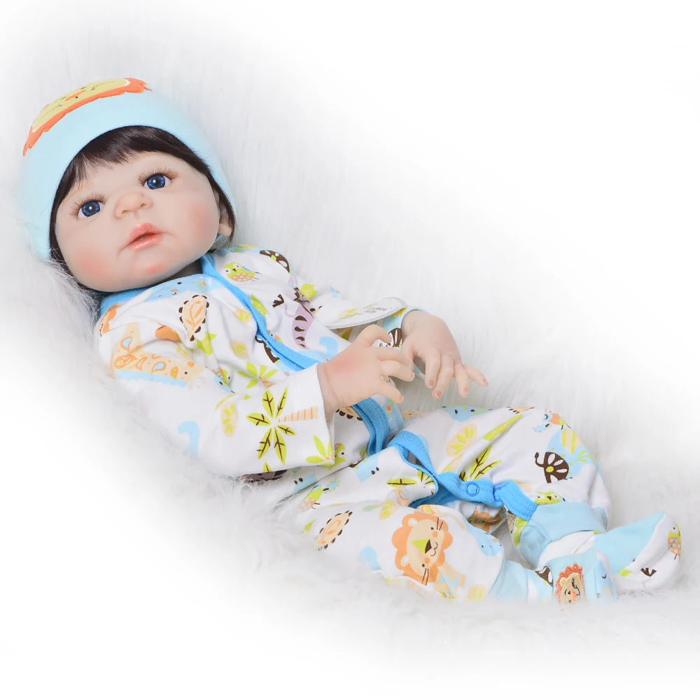 

2018 New 23 Inch Full Silicone Vinyl Newborn Doll Lifelike Toys Reborn Baby Doll Children Playmate Gift For Boys Birthday Gift