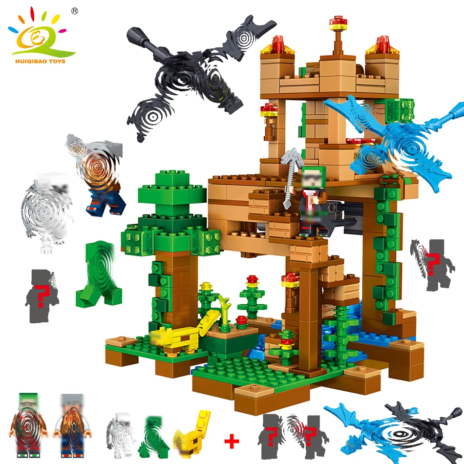 

410pcs Minecrafted Forest Castle Compatible Legoingly city Building Blocks dragon figures Bricks Educational Toys for Children