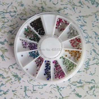 

12wheels/lot OD-146 Free Shipping 3D 1.5MM 12 Colors in wheel Round with Facets Nail Art Rhinestone Resin/Acrylic Rhinestone