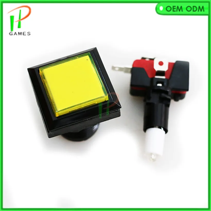Низкая цена 33 мм квадратная игровая машина кнопочная Аркада светодиодный световая Кнопка MANE Jamma аркадные части