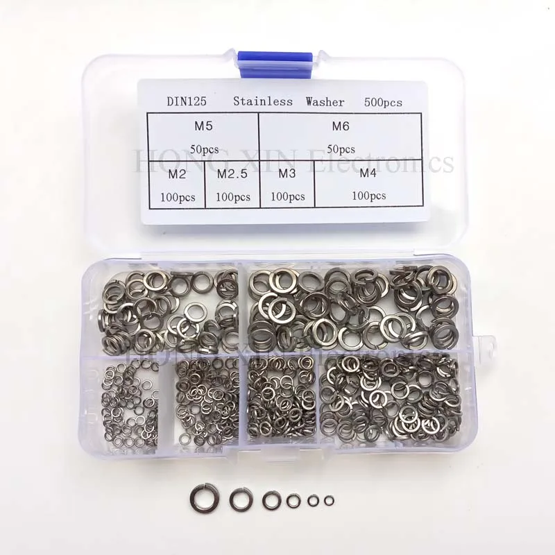 

500 Pcs/set M2 M2.5 M3 M4 M5 M6 Stainless Steel Shells Pad Spring Lock Washer Elastic Gasket 304 Stainless Steel Curved Washers