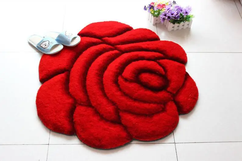 3D корейский Шелковый ковер в форме розы для гостиной, садовый стиль, тянущийся ковер из пряжи для ванной, спальни, свадебного коврика, напольный коврик