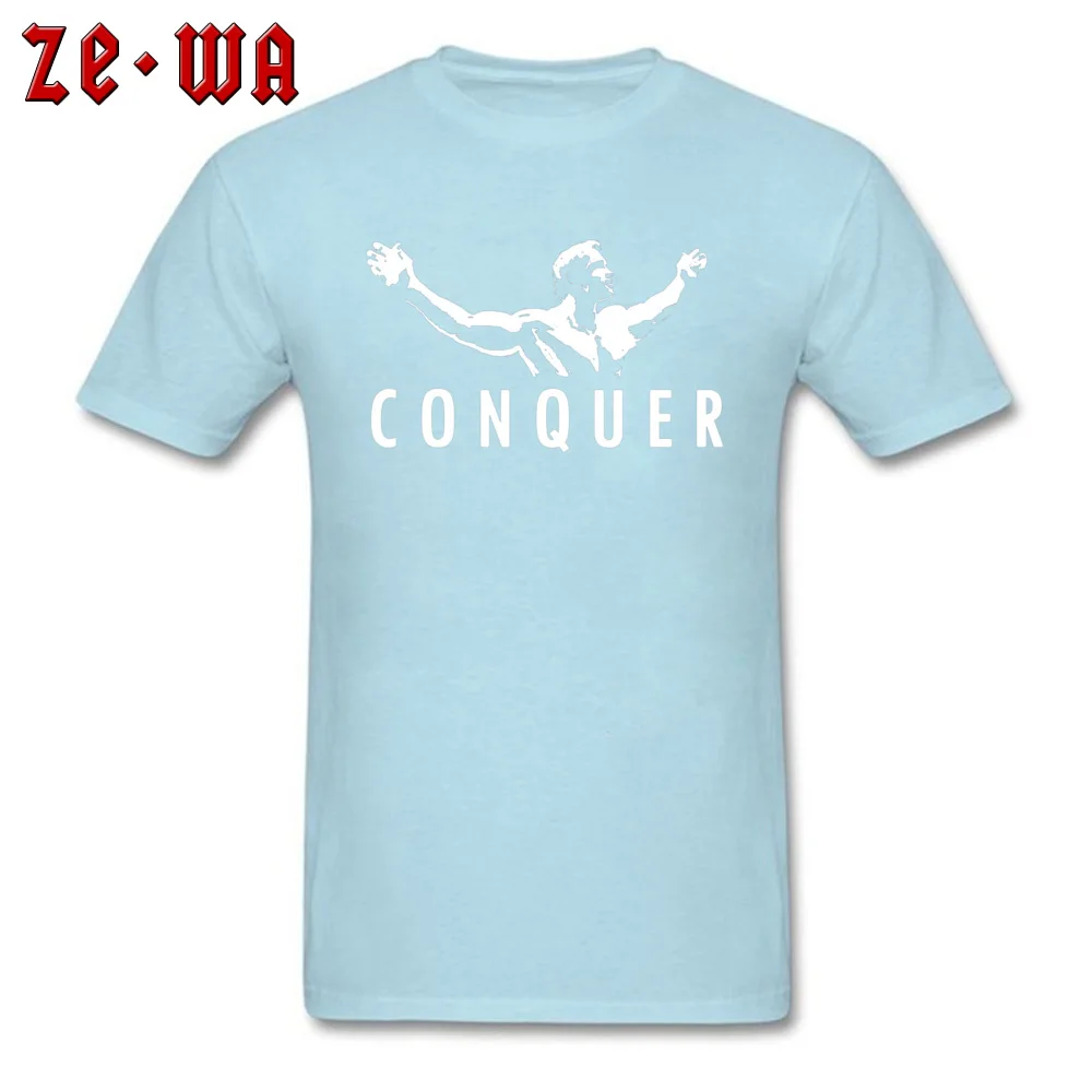 Arnold Schwarzenegger - Conquer -1099 100% Cotton Male Tops Tees Birthday Summer/Autumn Top T-shirts Fashion Round Neck Tee Shirt Arnold Schwarzenegger - Conquer -1099 light