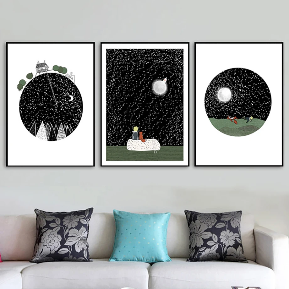 

Modular Nordic Prints Pictures Home Decoration Movie Little Prince Paintings For Kid Room Simple Style Canvas Poster Wall Art