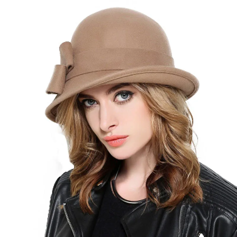Cappello In Feltro Di Lana Donna Con Motivo Floreale – Modello Fedora Bowler – Vintage Invernale, Taglia 56 Cm - 3