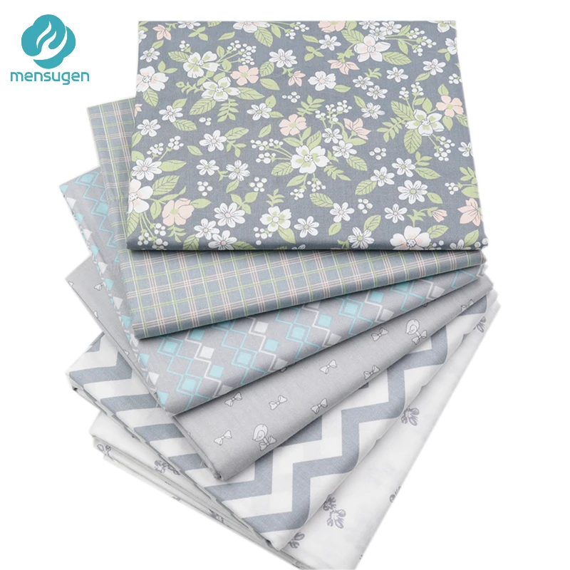 

Mensugen 6pcs/lot 40cm*50cm Grey Floral Cotton Fabric for Patchwork Quliting Sewing Scrapbook DIY Material Tilda Doll Cloth