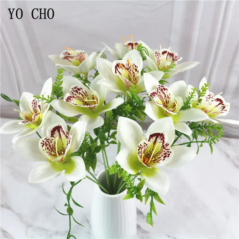 YO CHO alta calidad flores falsas orquídeas flores artificiales Magnolia hogar boda decoración seda flores interior flor orquídea YO CHO alta calidad flores falsas orquídeas flores artificiales Magnolia hogar boda decoración seda flores interior flor orquídea