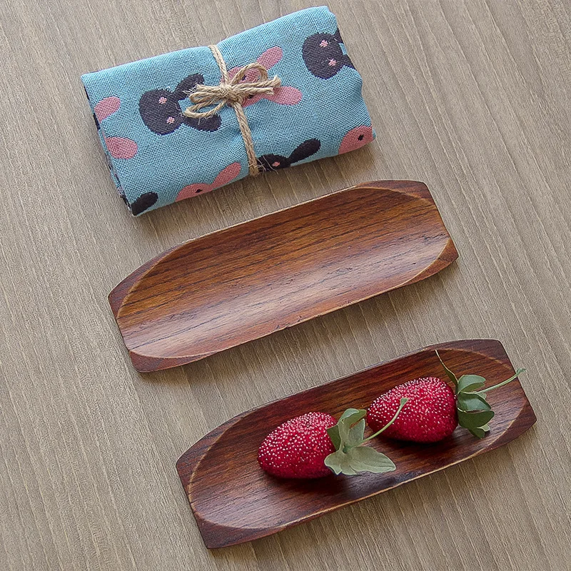

Solid Wooden Bread Fruit Dishes Saucer Tea Tray Pan Plate Dessert Dinner Wood Plates Towel Dish