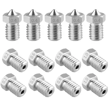

13 Pieces Stainless Steel 3D Printer Nozzles 0.2 Mm, 0.4 Mm, 0.6 Mm, 0.8 Mm, 1.0 Mm Extruder Nozzle Print Head For E3D Makerbo