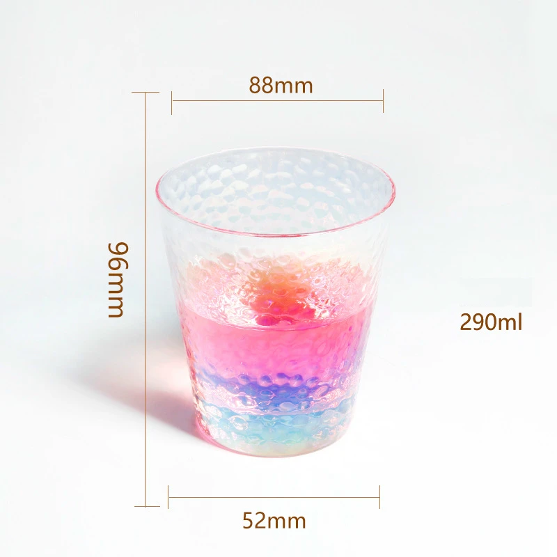 Beautymm Радуга Красочные холодной чашки молотки полосой текстуры яркий кристалл стекло воды пить молочный завтрак стакан вина es - Цвет: 290ml
