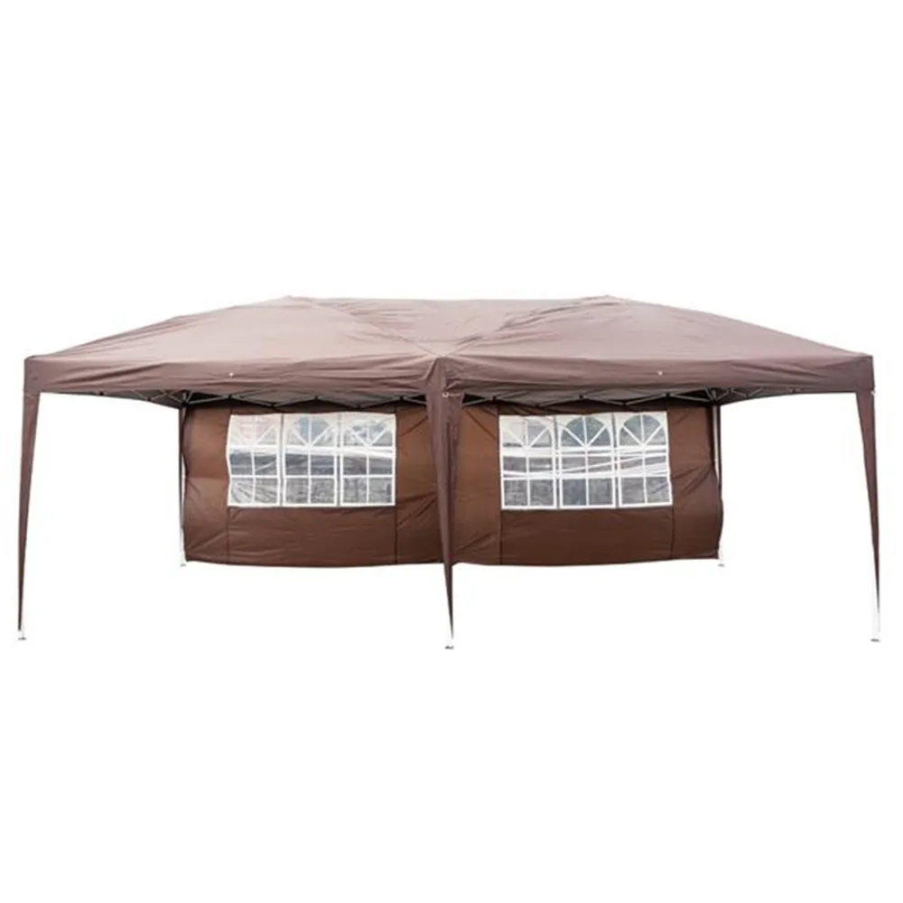 High Quality 3 x 6m Two Windows Practical Waterproof Folding Tent Dark Coffee Folding Tent with 2 windows