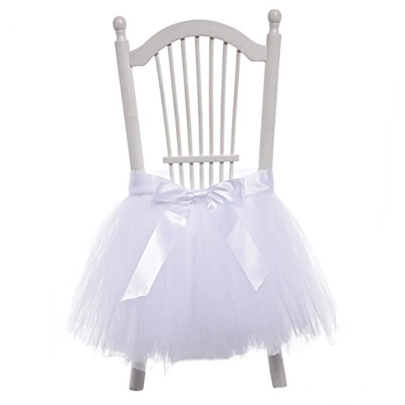 

Tutu Tulle Table Skirts Baby Shower Decorations Chair Sashes With Ribbon for Wedding Event Decoration Festive Party Supplies 1pc