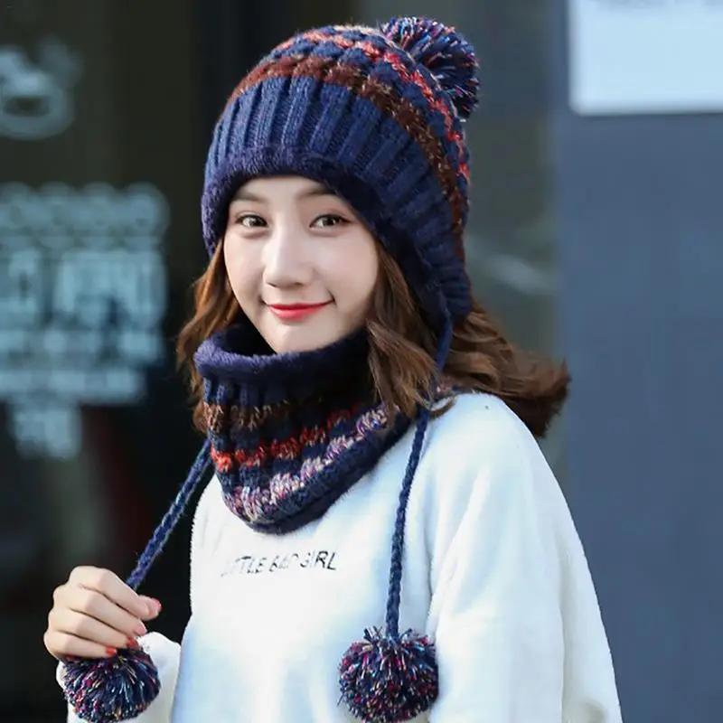 

2018 Patchwork Outdoor Winter Thicken Warm Fleece Neck Warmer Snood Cycling Scarves Women Bufanda Ski Climbing Knitted Hat Bib